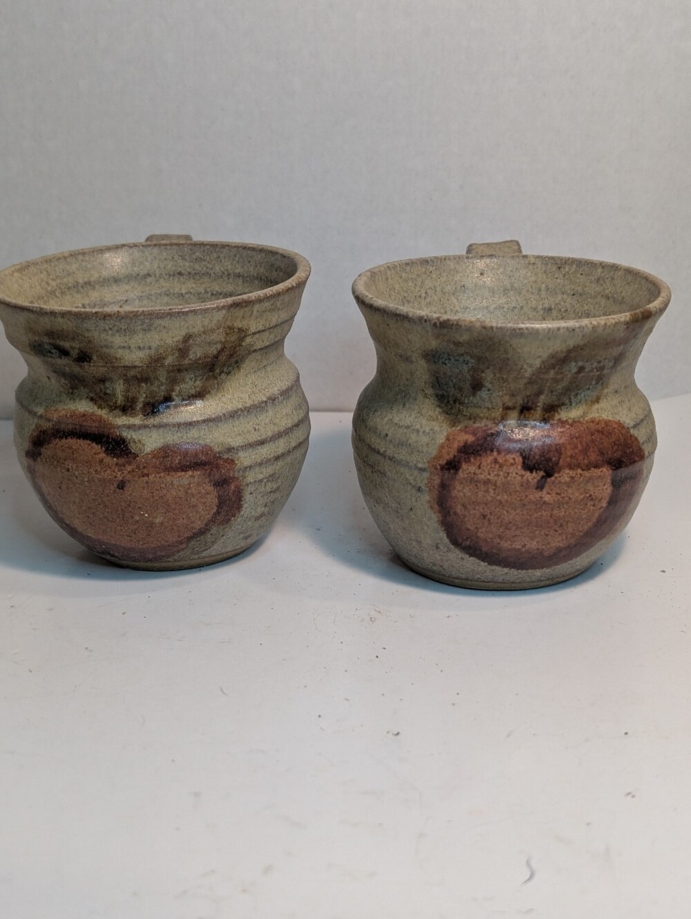 Two Handcrafted Art PotteryMugs, Artist Signed.